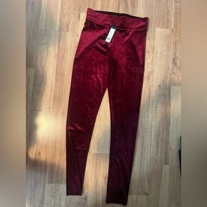 Velvet burgundy leggings